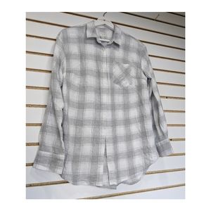 A New Day White and Grey Flannel Button Down